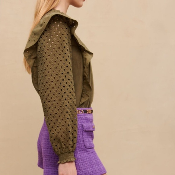 Maje Linode Eyelet Cotton Top Size 1 - Picture 3 of 12